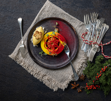 En julig tallrik med saffransglass